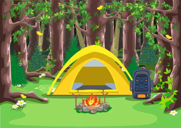 Vector illustration of camping