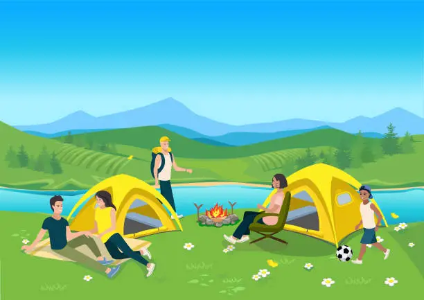 Vector illustration of camping