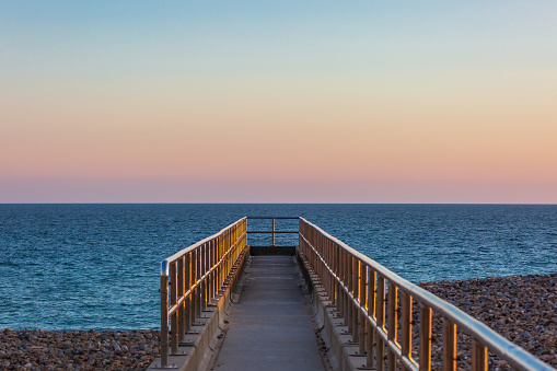 A view out to sea at sunset, on the Sussex coast