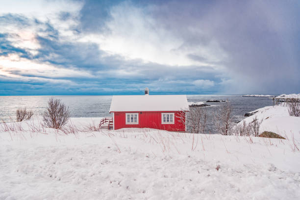 istock Red rorbu lodges in Hamnoy on Lofoten, Norway 2093868045