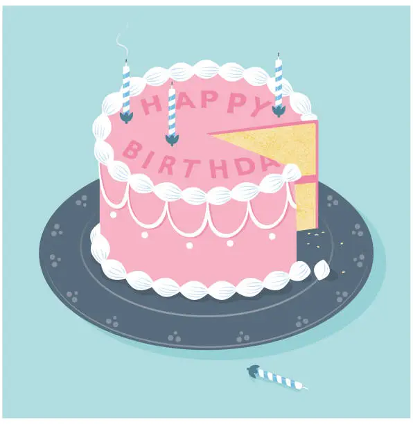 Vector illustration of Pink birthday cake illustration