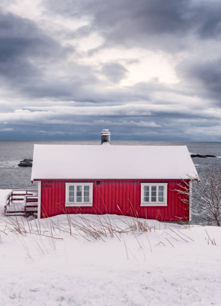 istock Red rorbu lodges in Hamnoy on Lofoten, Norway 2093869672