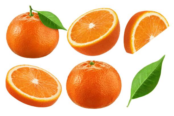 istock Mandarin with leaves isolated on white background, collection 2093877564