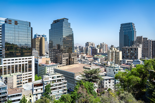 elevated view on modern business architecture in Santiago de Chile