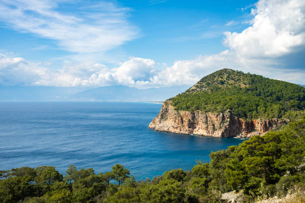 background with forest and nature view on the cliffs. .  nature hiking trail trail walking path