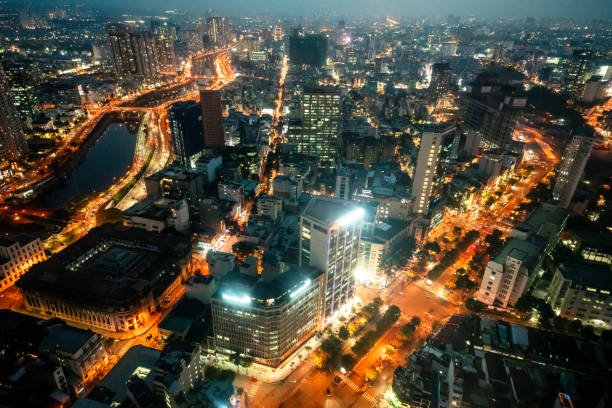 istock Bustling Nighttime View of Saigon Cityscape and Streets 2094023231