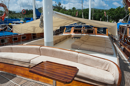 Wooden yacht deck