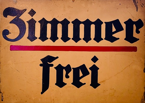 Zimmer frei sign, German vintage, room free