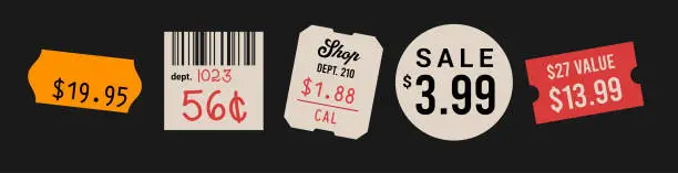 Vector illustration of Retro Price Tags And Stickers