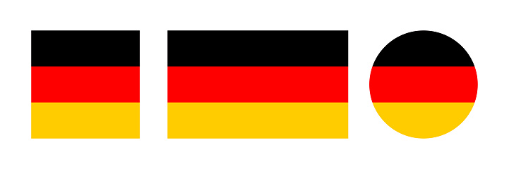 Germany flag set. Deutschland flag in circle and square. Flag of Germany vector icon set