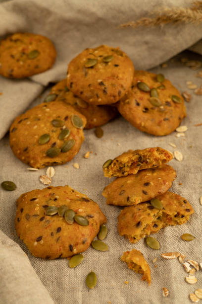 istock Homemade lean cereal cookies with pumpkin sesame linseed seeds 2094099820