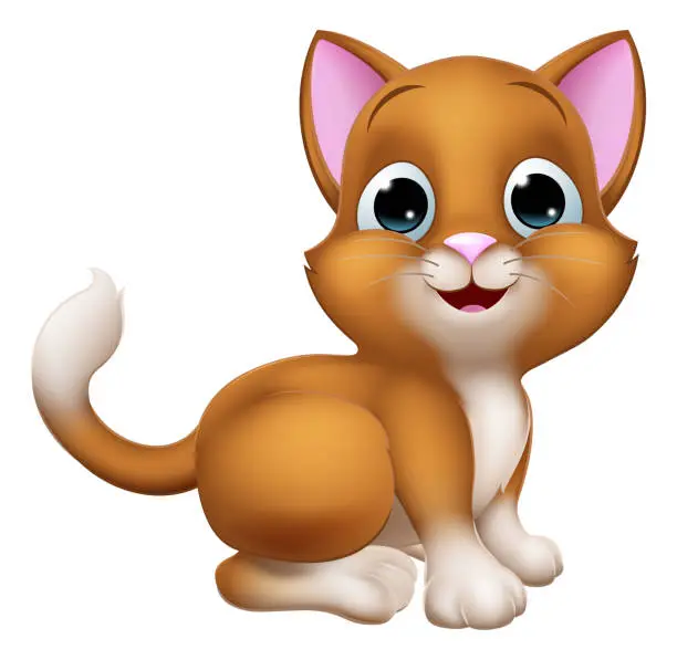 Vector illustration of Cat Cartoon Pet Kitten Cute Animal Character