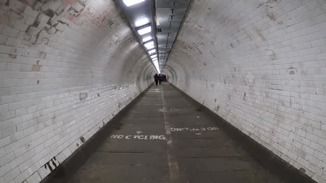Foot tunnel walkway under river Thames at Greenwich, London