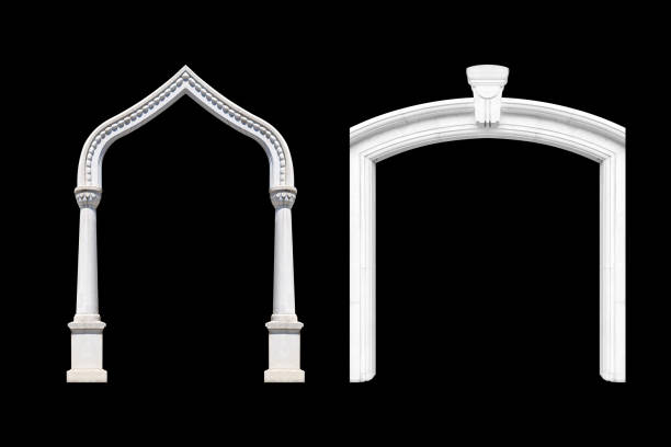 Details, elements of buildings classical architecture. Templates for art, design. Isolated on a black.