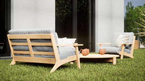 istock design and furniture in modern patio. 3d render 2094192683