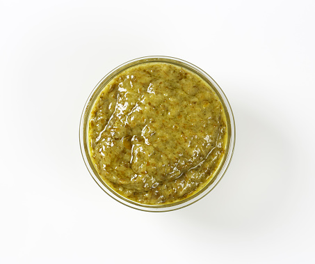 Ramson pesto made from, Samson, olive oil, parmesan cheese and nuts.