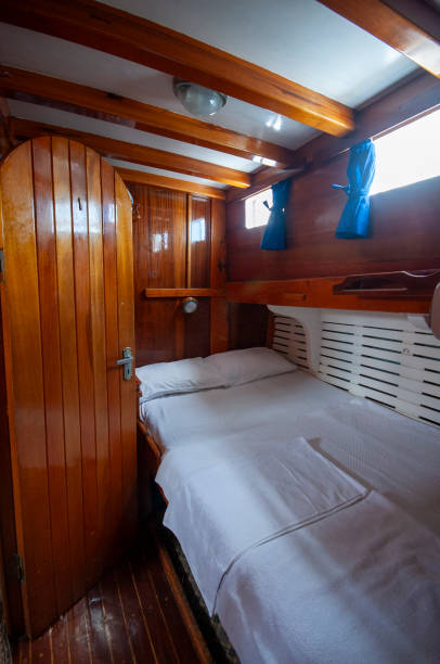 istock Wooden yacht interior, yacht cabin 2094199548