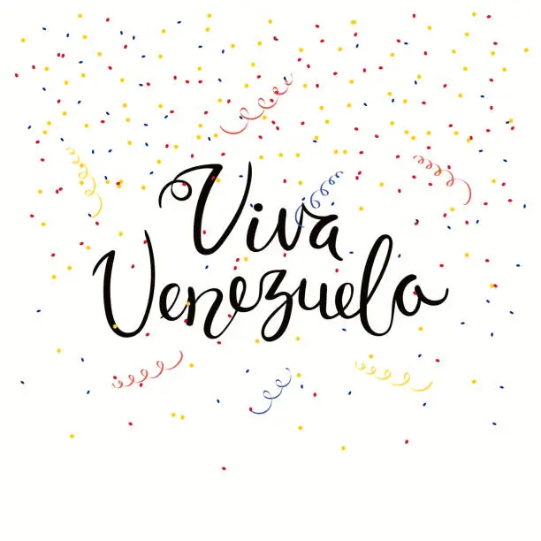 Vector illustration of Viva Venezuela lettering quote