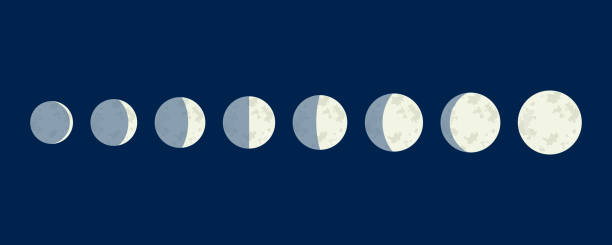 istock Moon phases. The whole cycle from new moon to full moon. Icon night space astronomy and nature moon phases, sphere shadow. Vector illustration 2094240764