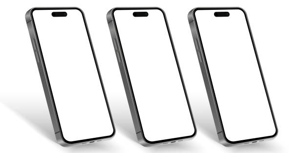 istock 3D realistic high quality smartphone mockup with isolated background. Smart phone mockup collection. Device front view. 3D mobile phone with shadow on white background. 2094249859