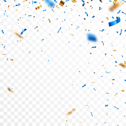 Vector Illustration of Blue and gold confetti banner, isolated on white background

eps10