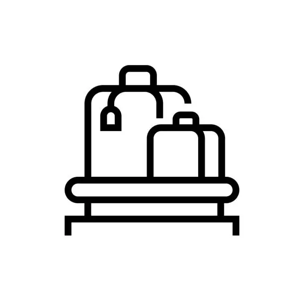 Vector illustration of Airport Conveyor Belt and Suitcase Line Icon