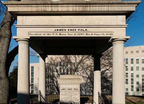 The Tomb of President James K. Polk and his wife, First Lady  Sarah Childress by the the Capitol Building in downtown Nashville, Tennessee.
