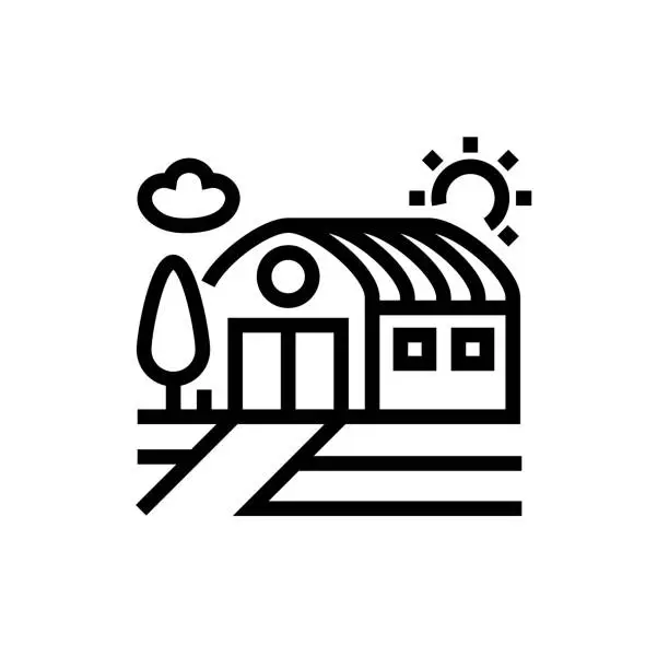 Vector illustration of Farhouse Line Icon. Farming and Agriculture.