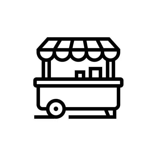 Vector illustration of Food Cart Lind Icon, Appetizer Plate, Hot Dog.