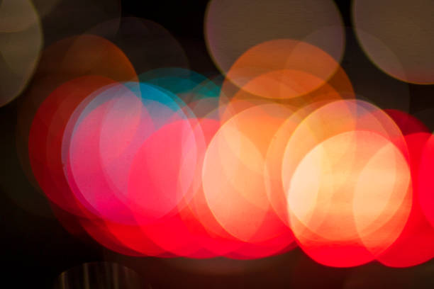 Multi coloured defocused lights at night.