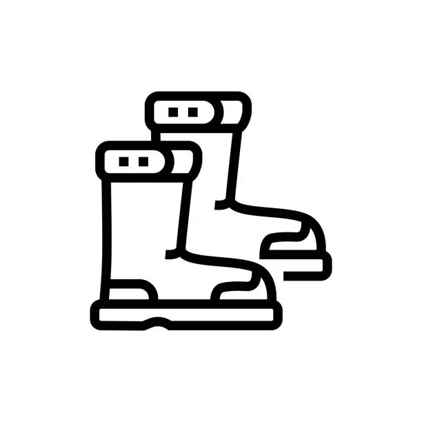 Vector illustration of Rubber Boots Line Icon