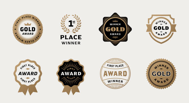 award badges - gewinnen stock-grafiken, -clipart, -cartoons und -symbole