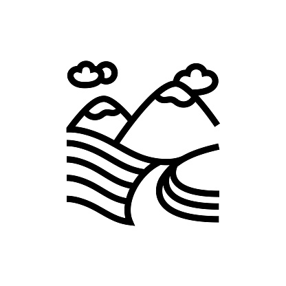 Trekking and Forest Road Line Icon