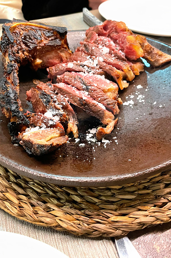 Chuleton de ternera. Sliced beef meat steak spanish style