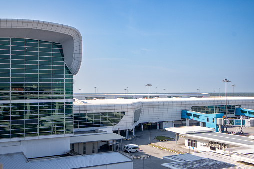 Kuala lumpur, Malaysia - 14 March, 2024. Kuala Lumpur International Airport Modern arrivals and departures with runway points and domestic passenger transfers in Malaysia.