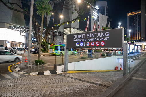 Kuala lumpur, Malaysia - 11 March, 2024. Bukit bintang signs for thoroughfares and other directions Near Pavilion Department Store Kuala Lampur, Malaysia