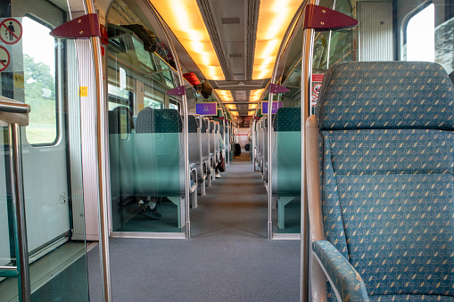 Convenient seats inside the express train to the city