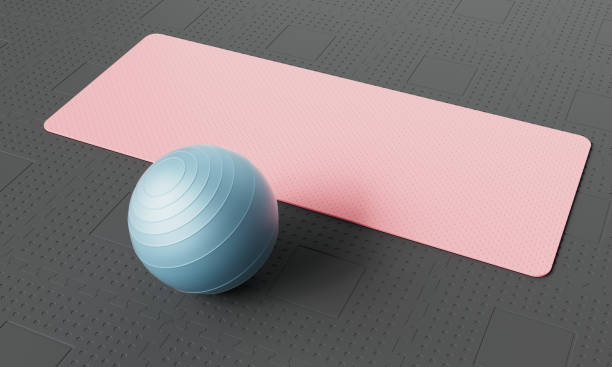 istock Gym Ball and Yoga Mat. 3D Rendering 2094413690