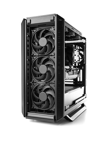 Black Computer System Technology Modern Black Computer System Unit Isolated Stock Photo - Download Image ...