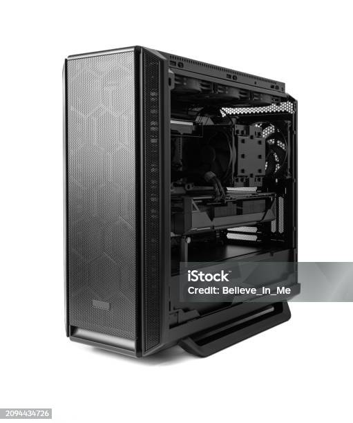 Computer Black Solid Modern Black Computer System Unit Isolated Stock Photo - Download Image ...