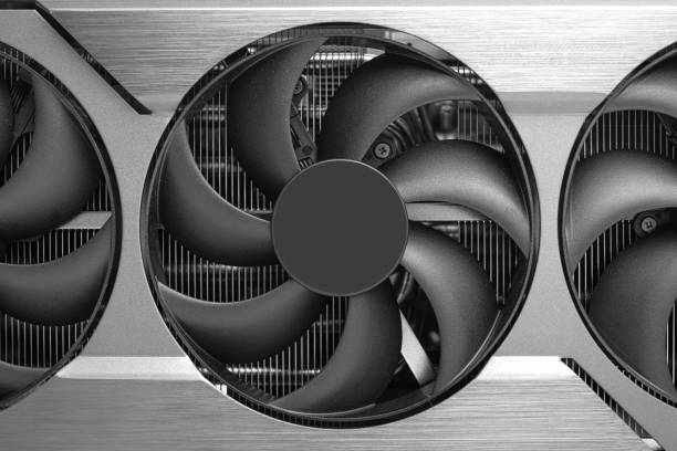 Powerful graphic video card of a computer isolated on a white background.