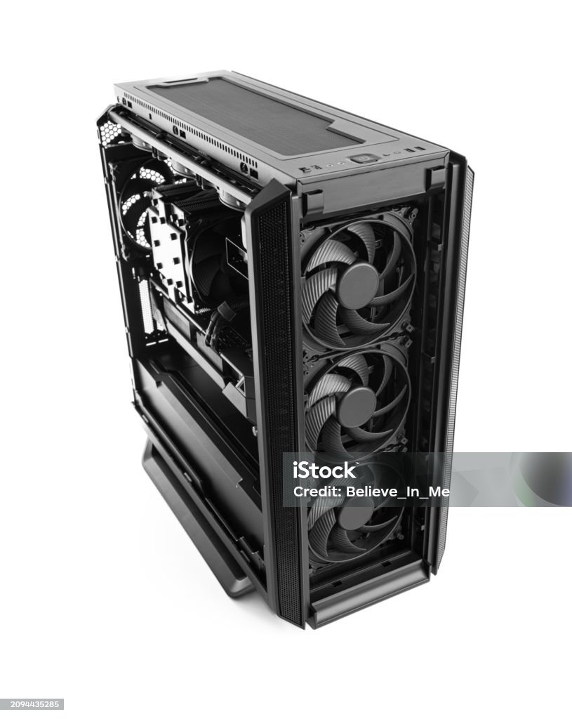 Black Computer Set Modern Black Computer System Unit Isolated Stock Photo - Download Image ...