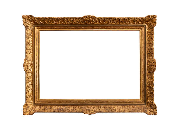 istock Wooden gilded picture frame isolated on white 2094436361