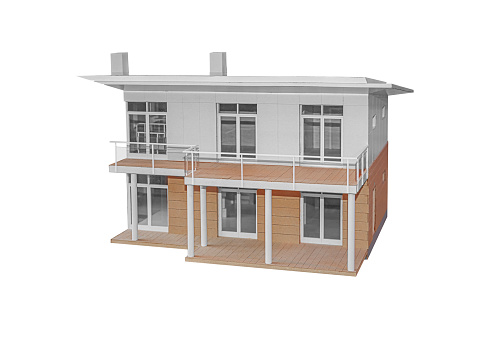 Model of a two-story house isolated.