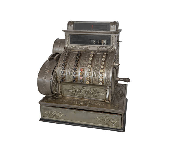 istock Vintage cash register isolated on white. 2094436924