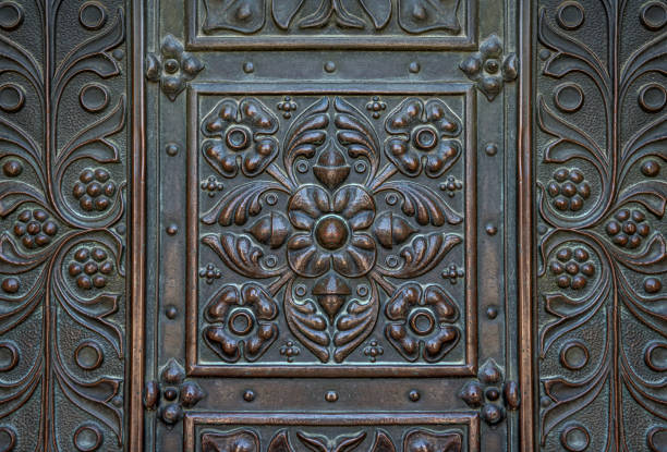 istock Decorative element of the old iron door. 2094437476