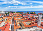 Panoramic view of the old city from above. Zadar, Croatia.