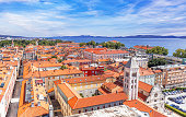 Panoramic view of the old city from above. Zadar, Croatia.