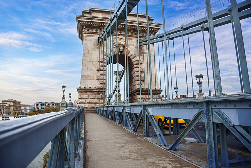 Szechenyi Chain Bridge in Budapest. Hungary.