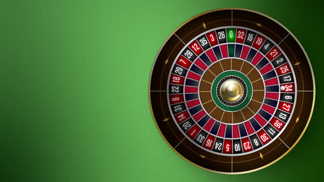 Roulette Wheel and Game Ball Animation on Gaming Table.